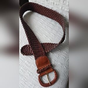 Elegant Brown Woven Leather Belt